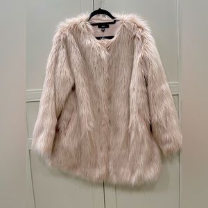 Ellos light pink faux fur jacket plus size large sz 18